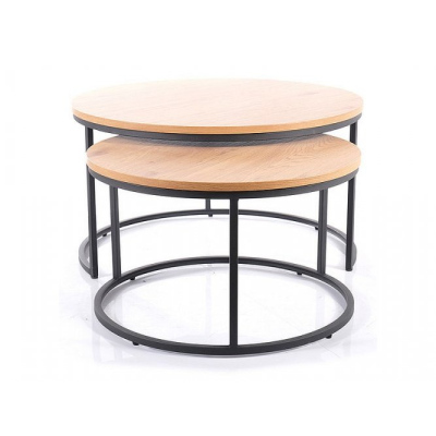 Couchtisch-Set KURT 2 – Eiche/Schwarz