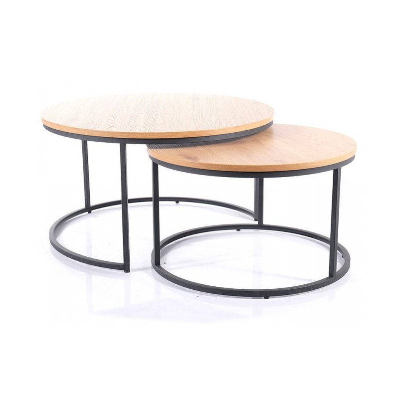 Couchtisch-Set KURT 2 – Eiche/Schwarz