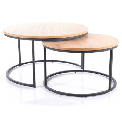 Couchtisch-Set KURT 2 – Eiche/Schwarz
