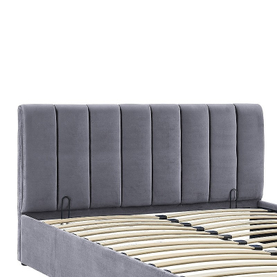 Gepolstertes Doppelbett VIZMA – 140 x 200 cm, grau