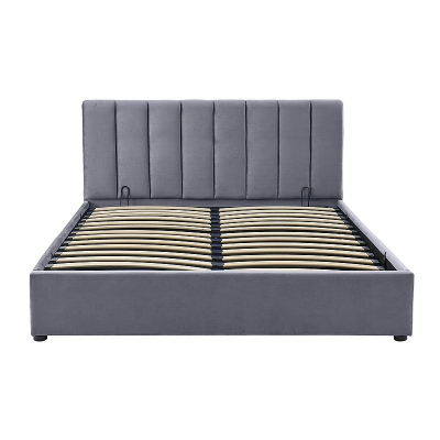 Gepolstertes Doppelbett VIZMA – 140 x 200 cm, grau