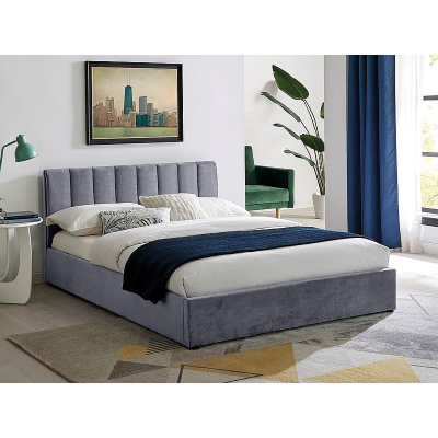 Gepolstertes Doppelbett VIZMA – 140 x 200 cm, grau