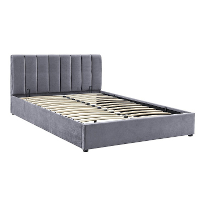 Gepolstertes Doppelbett VIZMA – 140 x 200 cm, grau