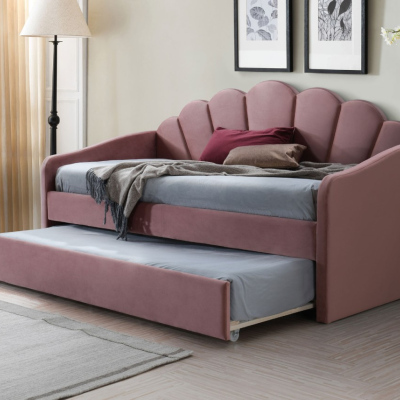 Einzelbett mit Ausziehbett MALIKA – 90x200 cm, rosa