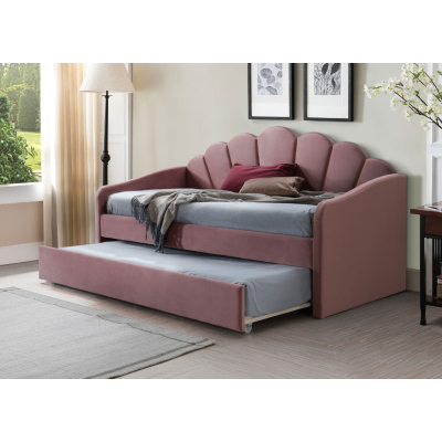 Einzelbett mit Ausziehbett MALIKA – 90x200 cm, rosa
