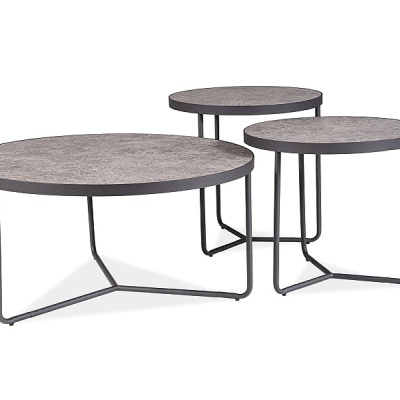 BJORN Couchtisch-Set - grauer Beton / schwarz