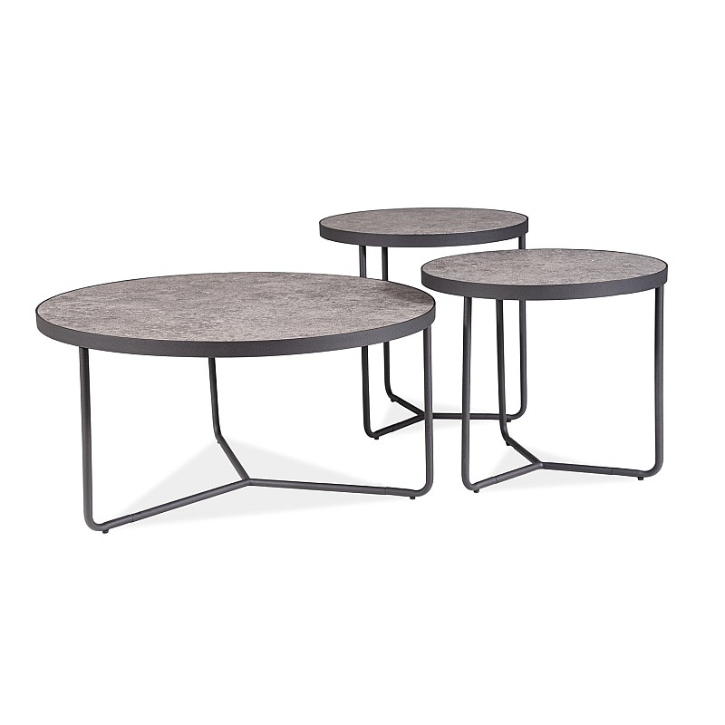 BJORN Couchtisch-Set - grauer Beton / schwarz