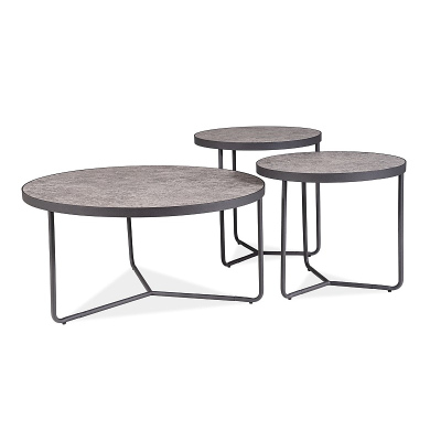 BJORN Couchtisch-Set - grauer Beton / schwarz