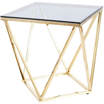 Designer Beistelltisch SULO - Glas / Gold