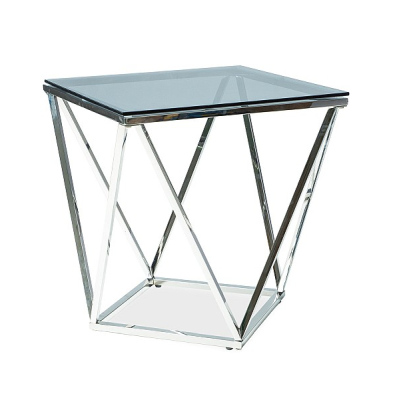 Designer Beistelltisch SULO - Glas / Silber