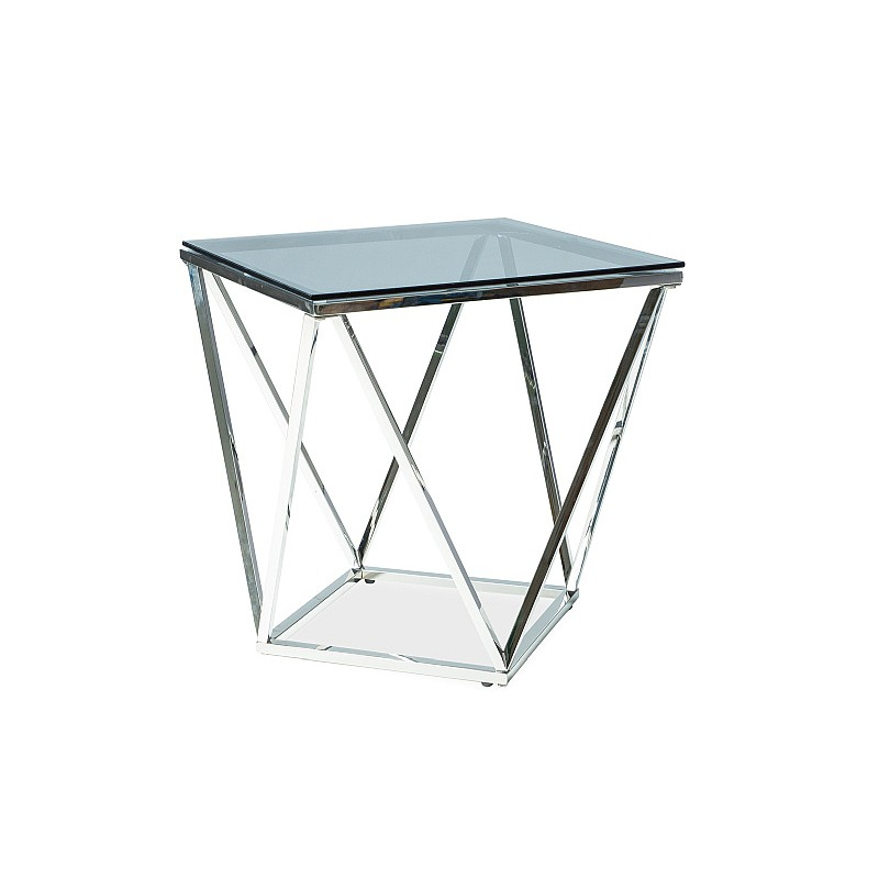 Designer Beistelltisch SULO - Glas / Silber