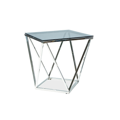Designer Beistelltisch SULO - Glas / Silber