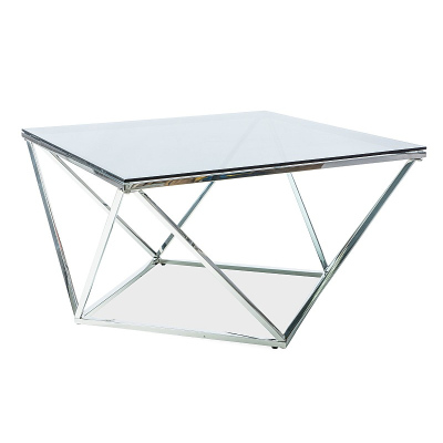 Designer Couchtisch SULO - Glas / Silber