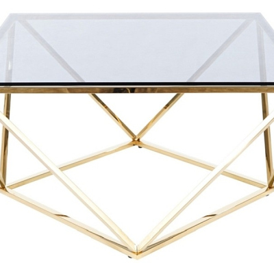 Designer Couchtisch SULO - Glas / Gold