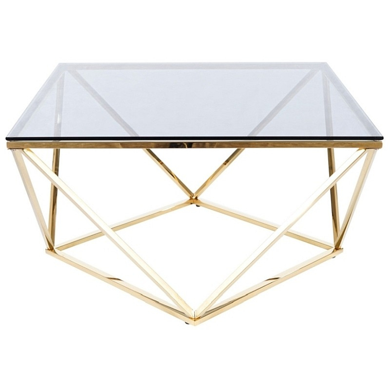 Designer Couchtisch SULO - Glas / Gold
