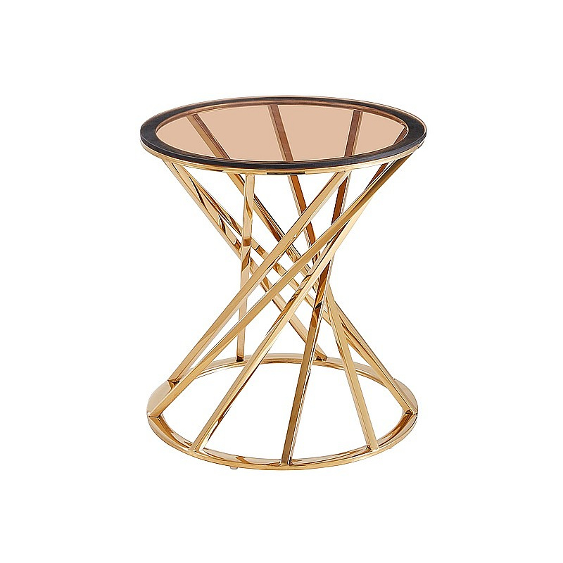 Designer Beistelltisch ODO - Bernsteinglas / Gold