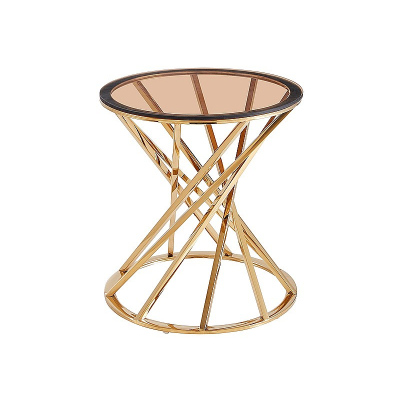 Designer Beistelltisch ODO - Bernsteinglas / Gold