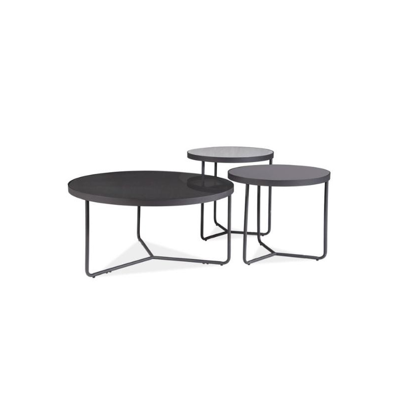 MIKKO Couchtisch-Set - grau / schwarz