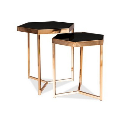 MANRAJ Couchtischset - Schwarz / Champagner