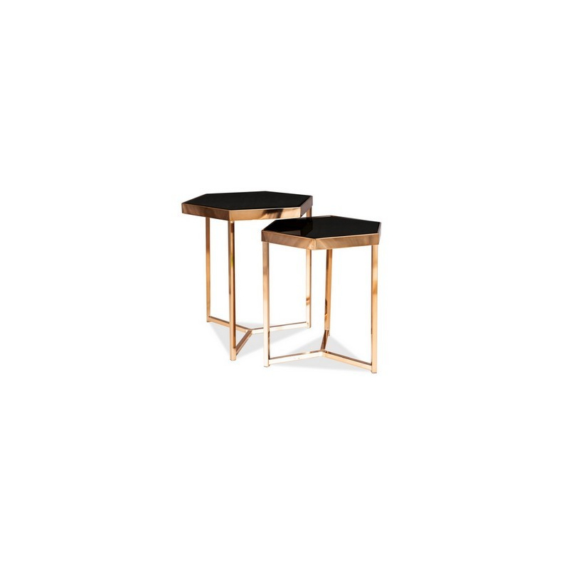 MANRAJ Couchtischset - Schwarz / Champagner