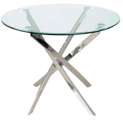 Runder transparenter Tisch AUGUSTIN - Chrom