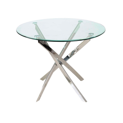 Runder transparenter Tisch AUGUSTIN - Chrom