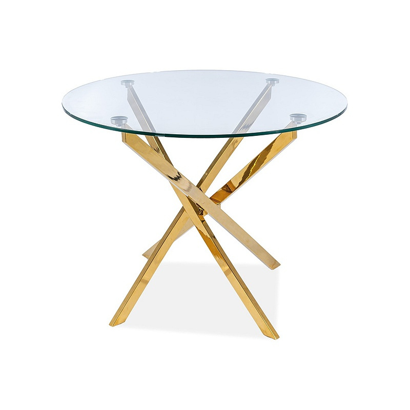 Runder transparenter Tisch AUGUSTIN - gold