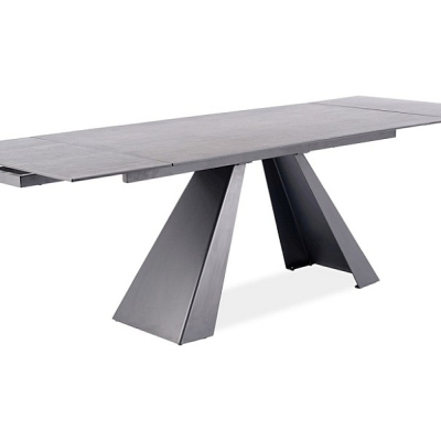 Ausziehbarer Esstisch GEDEON 1 - 160x90, grauer Marmor / mattschwarz