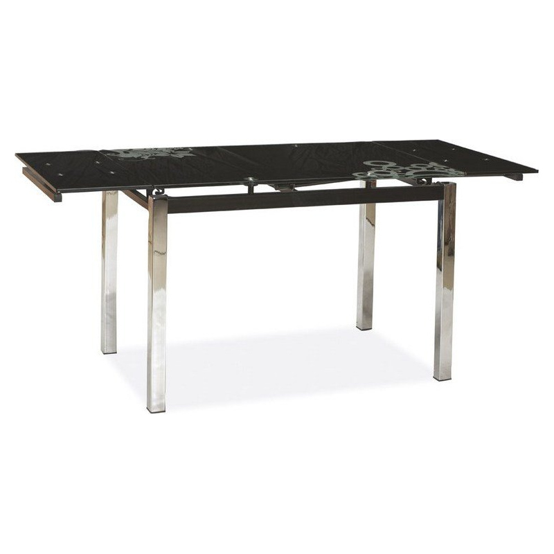 Ausziehbarer Esstisch IZYDOR – 110x74, Schwarz/Chrom
