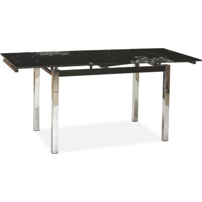 Ausziehbarer Esstisch IZYDOR – 110x74, Schwarz/Chrom