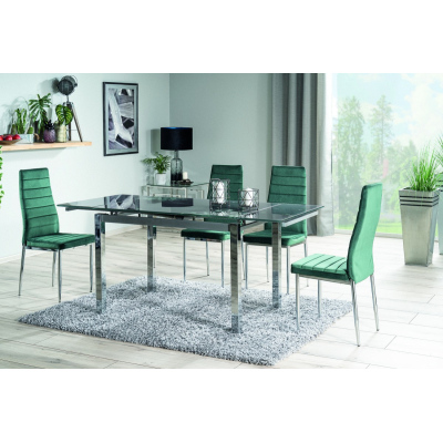 Ausziehbarer Esstisch IZYDOR – 110x74, Schwarz/Chrom
