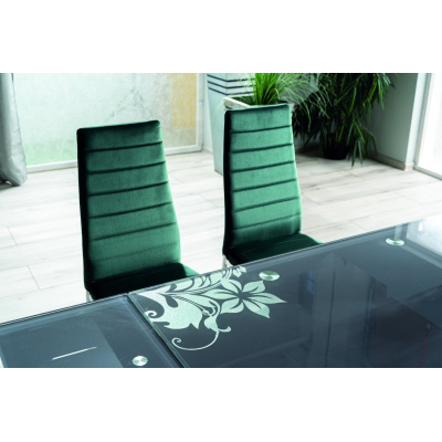 Ausziehbarer Esstisch IZYDOR – 110x74, Schwarz/Chrom