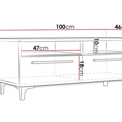 TV-Ständer auf Beinen LANDA - weiß / schwarz