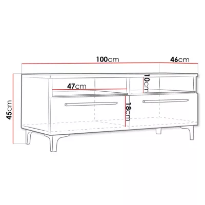TV-Ständer auf Beinen LANDA - weiß / grau