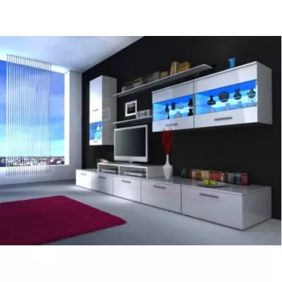 Wohnzimmerwand BENITO 1 - weiß / weiß glanz