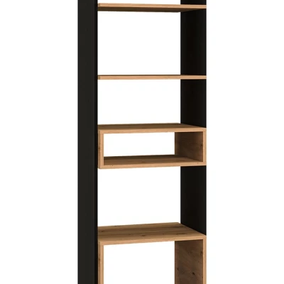 Hohes schmales Regal BAJRO – Eiche Artisan / schwarz