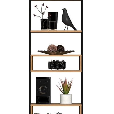 Hohes schmales Regal BAJRO – Eiche Artisan / schwarz