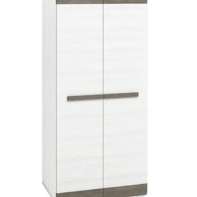 Kleiderschrank ILKO – Breite 92 cm, Kieferweiß / Neugrau