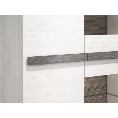 Vitrine mit Glasteil ILKO - Kiefer weiß / Neugrau