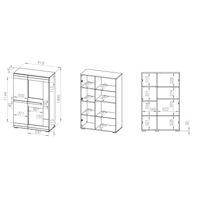 Vitrine mit Glasteil ILKO - Kiefer weiß / Neugrau
