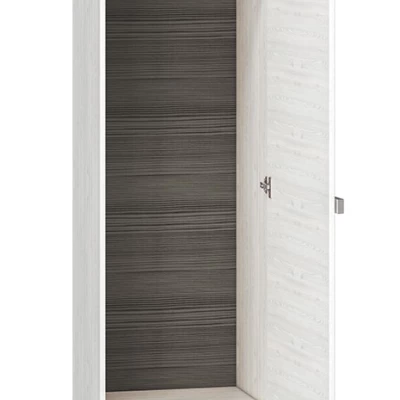 Schmaler Schrank ILKO – Breite 55 cm, Kiefer weiß / neugrau