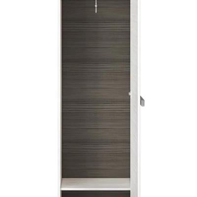 Schmaler Schrank ILKO – Breite 55 cm, Kiefer weiß / neugrau