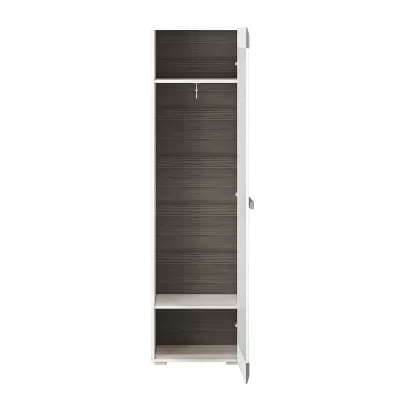 Schmaler Schrank ILKO – Breite 55 cm, Kiefer weiß / neugrau