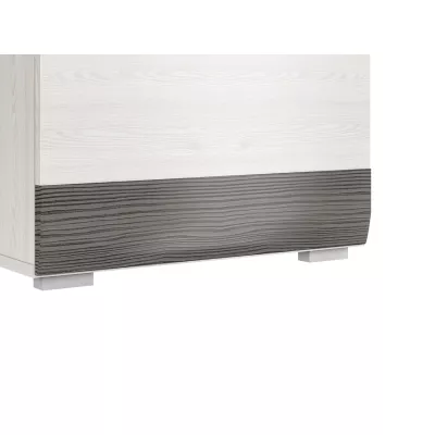 Schmaler Schrank ILKO – Breite 55 cm, Kiefer weiß / neugrau