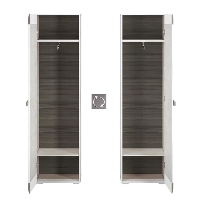 Schmaler Schrank ILKO – Breite 55 cm, Kiefer weiß / neugrau