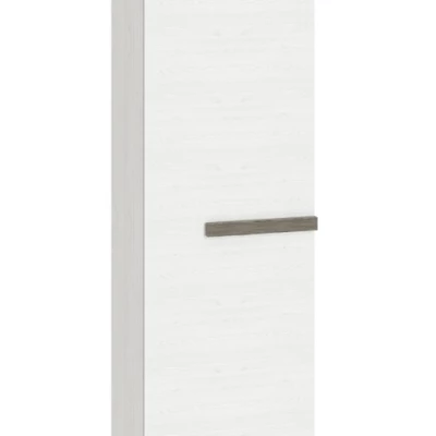 Schmaler Schrank ILKO – Breite 55 cm, Kiefer weiß / neugrau
