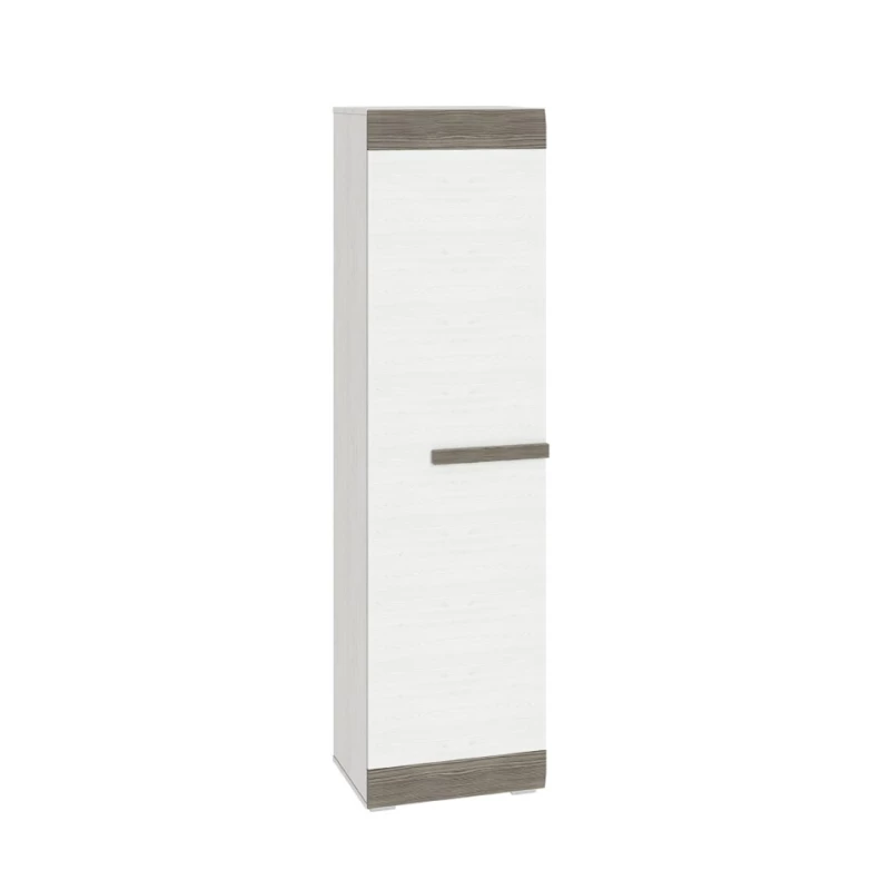 Schmaler Schrank ILKO – Breite 55 cm, Kiefer weiß / neugrau