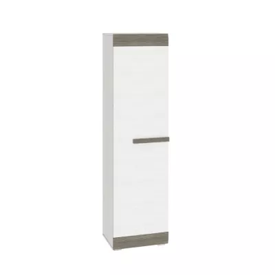 Schmaler Schrank ILKO – Breite 55 cm, Kiefer weiß / neugrau