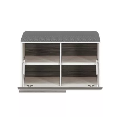 Sitzschuhschrank mit Tür ILKO - Kiefer weiß / neugrau