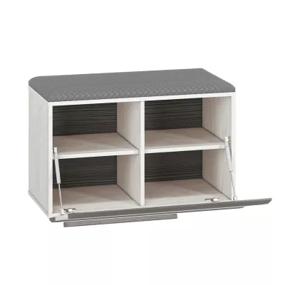 Sitzschuhschrank mit Tür ILKO - Kiefer weiß / neugrau